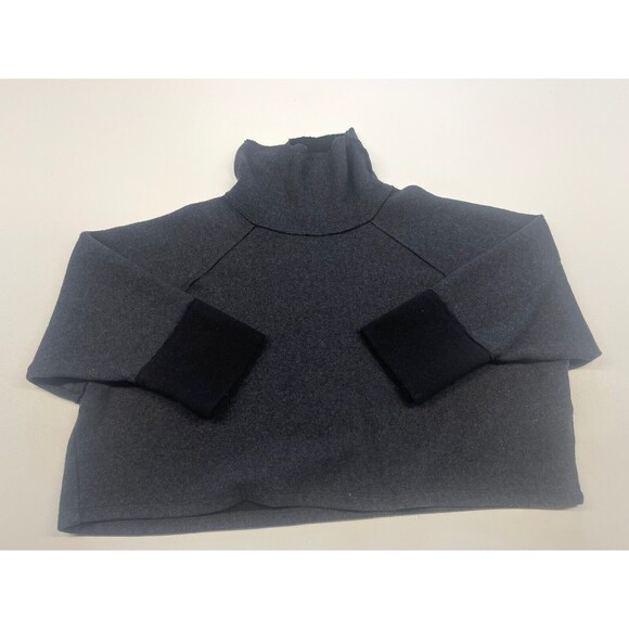 Zara Cropped Sweater Gray Black Turtle Neck Raw Edge Large - Picture 1 of 5